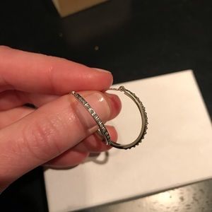 14K white gold diamond hoop earrings